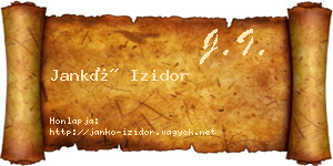 Jankó Izidor névjegykártya